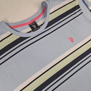 US Polo Assn Mens XL Blue Striped Short Sleeve Crew Neck T-Shirt 11C54619 NEW